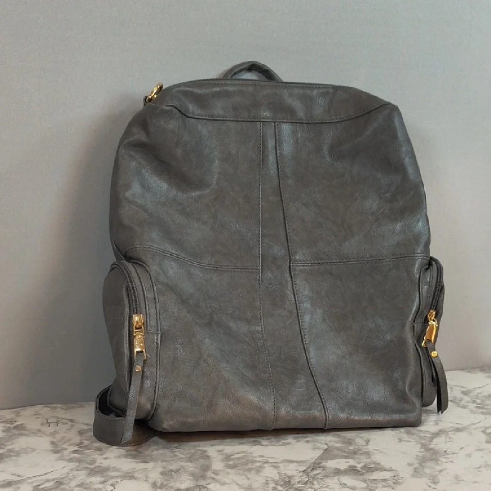 Dani & Em Gray Backpack Purse Gold Hardware